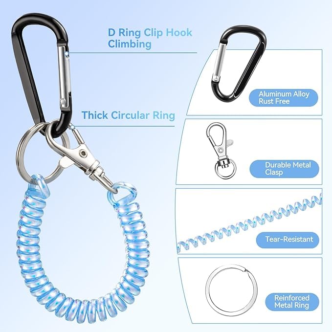 SHANSHUI Phone Lanyard Tether, Stretchy Phone Strap Patch Anchor Outdoor Climbing Hook Compatible for Most Smartphones - color: White Blue