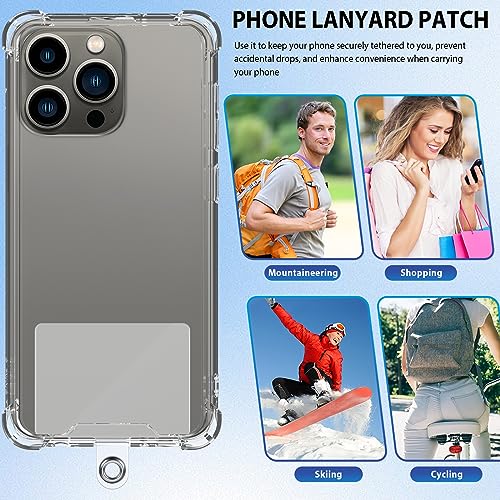 Tenceur 100 Pcs Universal Phone Tether Tab Plastic Lanyard Patch with Metal Ring for Wrist Cell Phone Lanyard Strap Fit Most Smartphones Safety Drop Protection, Clear