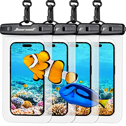 Hiearcool Waterproof Phone Pouch, Waterproof Phone Case, 4-Pack Clear | Durable multilayer IPX8 protection; touchscreen access and fit up to 8.9 inches; cruise essentials 2026 for beach and pool - color: Pack of 4 Clear