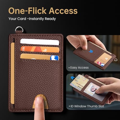 Mayski Slim Wallet, Credit Card Holder for Women, Minimalist Front Pocket RFID Blocking Card Cases, Small Wallet Women Men(Lichee Coffee) - color: Lichee Coffee