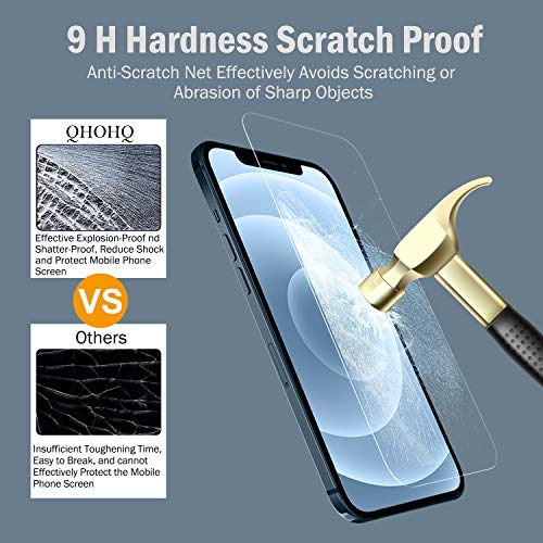 QHOHQ 3 Pack Screen Protector for iPhone 12 Pro Max 6.7" with 2 Pack Tempered Glass Camera Lens Protector, Ultra HD, 9H Hardness, Scratch Resistant, Easy Install - Case Friendly - size: iPhone 12 Pro Max 6.7 Inch