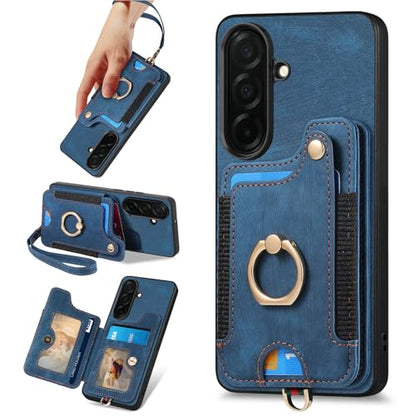 for Samsung Galaxy S26 Case Wallet with Card Slots Blue | PU Leather Flip Folio Cover,RFID Blocking Ring Holder,Kickstand,Wrist Strap,Shockproof,Magnetic Protective,Women Men Girls - color: Blue, size: Galaxy S26 6.3 Inch