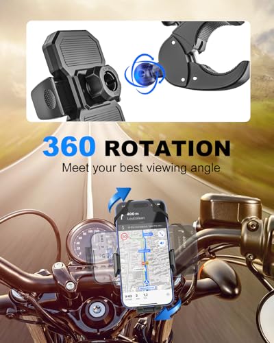 Shockproof Bike Phone Holder for Stroller, Motorcycle, Baby Stroller, Shopping Cart, Scooter, Ebike, Bicycle, Handlebar Cell Phone Mount Clamp for iPhone 17 16 15, All 4-7” Devices