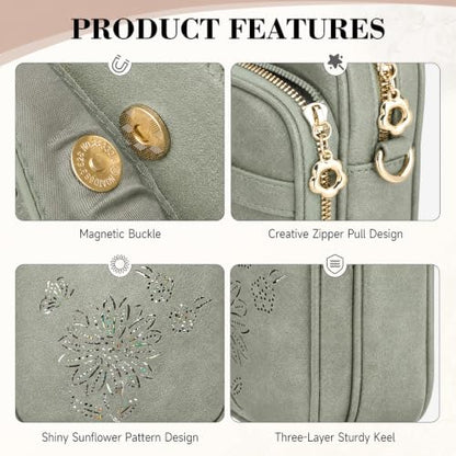 Small Crossbody Bags for Women, RFID Phone Purse with Card Slots, Triple Compartments Lightweight Shoulder Bag - color: 11-green