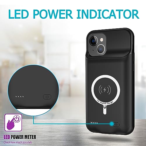 Battery Case for iPhone 14 Plus, Upgraded 12000mAh High Capacity Rechargeable Portable Extended Charger Case Wireless Charging Compatible with iPhone 14 Plus (6.7 inch) Charging Case & Carplay (Black) - size: iPhone 14 Plus (6.7 inch)
