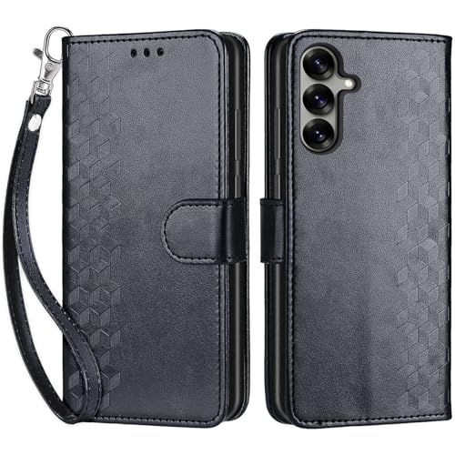 for Samsung Galaxy S25 Wallet case, Black-Cube | 3 Card Holders, Kickstand, Shockproof TPU Shell, PU Leather, Magnetic Closure, Protective Flip Folio Cover, Women - color: 4
