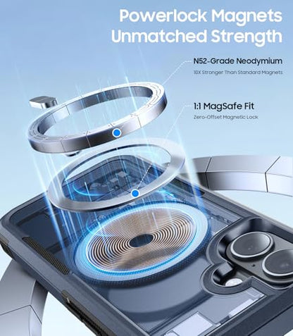 Magnetic for iPhone 17 Case Rugged Dual-Layer Shockproof Blue | Military-Grade Heavy Duty Protection, Fit for Magsafe, Matte Finish Scratch Resistant Anti-Fingerprint, Anti-Slip Phone Cover - color: Blue