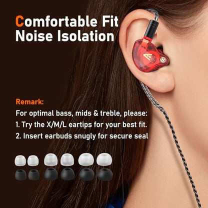 Audiovance Vibes 202ML HiFi Wired Earbuds for iPhone 14/13/12/11/X, Pro Max - color: 3-Red