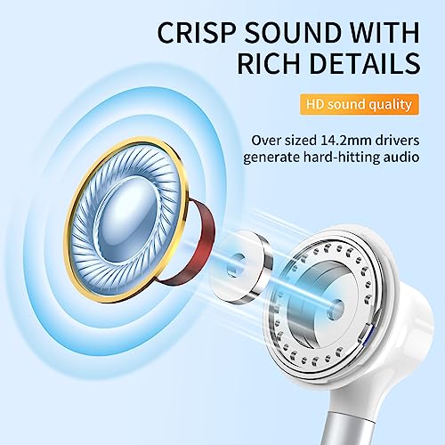 BENEWY Wired Earbuds 3.5mm Magnetic Earphones with Microphone Headphones - color: White