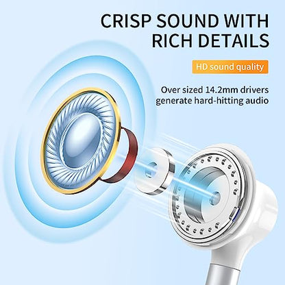 BENEWY Wired Earbuds 3.5mm Magnetic Earphones with Microphone Headphones - color: White