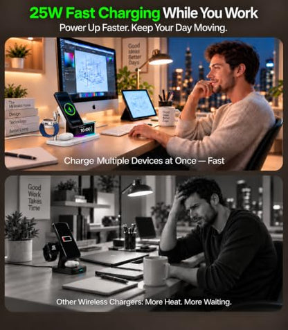 5-in-1 Wireless Charging Station with Alarm Clock for iPhone 18