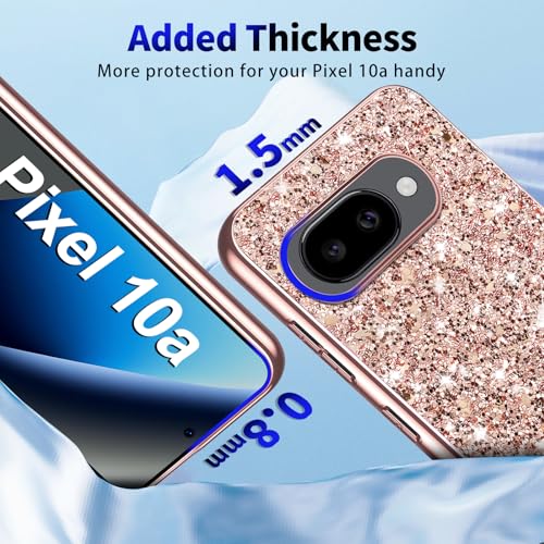 Glitter Case for Google Pixel 10A Phone Case for Women Girls, Slim Ultra Thin Matte Back Shockproof Protective Cover for Google Pixel 10A 5G Crystal Bling Case (Rose Gold) - color: Rose Gold