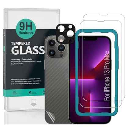 Ibywind for iPhone 13 Pro Max Screen Protector,2 Pack,9H Hardness Tempered Glass and Camera Lens Protector,with Alignment Frame,Full Coverage,Bubble Free,Fingerprint Unlock,Scratch Resistant - size: iPhone 13 Pro Max