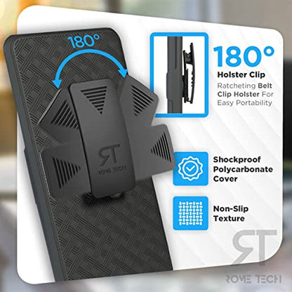 Designed for Samsung Galaxy S21 FE 5G Case with Belt Clip Holster | Rugged Holster & Protective Phone Case Combo with Anti-Slip Texture - Black