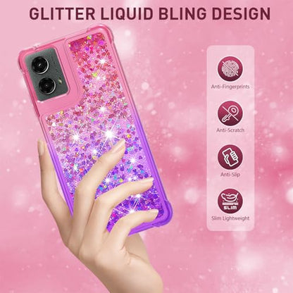 for Moto G Play 2024 Case with Screen Protector, Pink Purple - color: Pink Purple Color