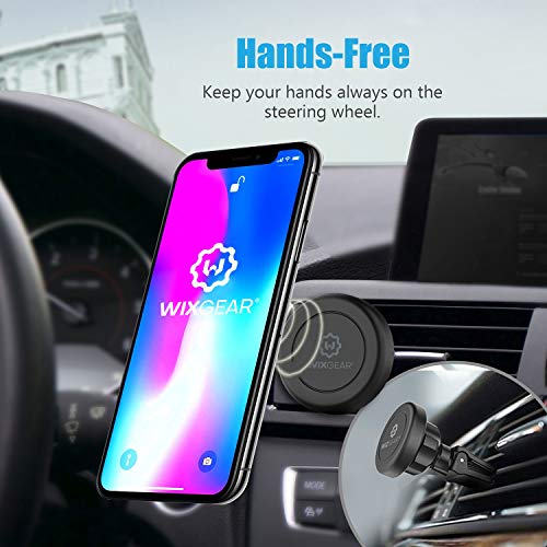WixGear Universal Twist-Lock Air Vent Magnetic Car Mount Holder for Cell Phones with Fast Swift-snap Technology – Supports Devices up to 14oz