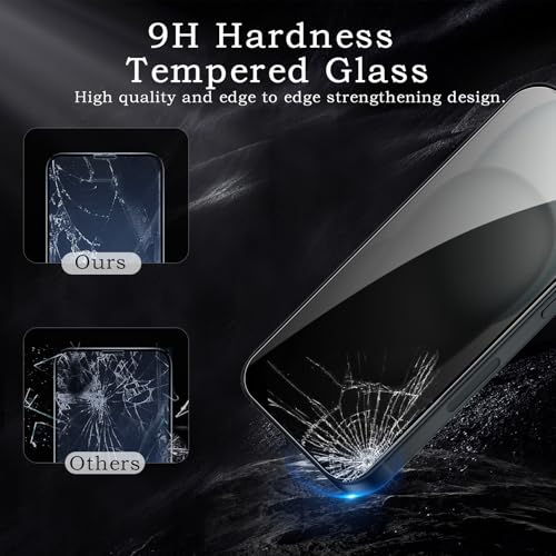 [2+2 Pack] Privacy Screen Protector for iPhone 15, Anti-Spy Shatterproof Tempered Glass with Camera Lens Tempered Glass 9H Hardness Bubble Free Anti-Glare Case Friendly