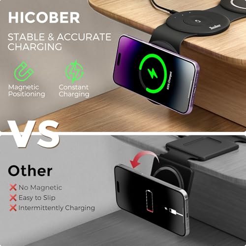 HICOBER 3-in-1 Wireless Charging Station for iPhone, Watch, AirPods, Black - color: Black