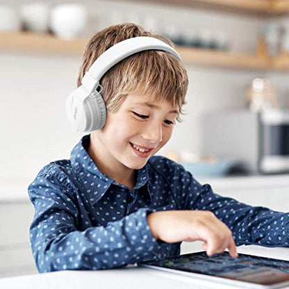 Kids Headphones, Lightweight Stereo Wired Toddler Headphones，Adjustable Headband Children's Headset for Smartphones Computer Pad Earphones(White) - color: White