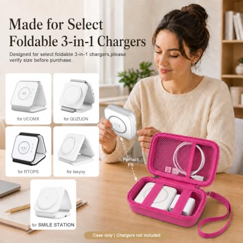 ANKHOH Travel Case for Iseyyox/for QUZUDN/for RTOPS 3 in 1 Wireless Charger - color: Rose