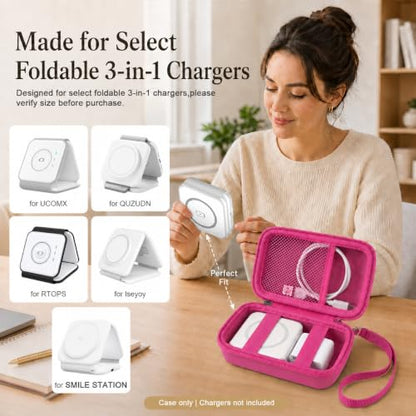 ANKHOH Travel Case for Iseyyox/for QUZUDN/for RTOPS 3 in 1 Wireless Charger - color: Rose