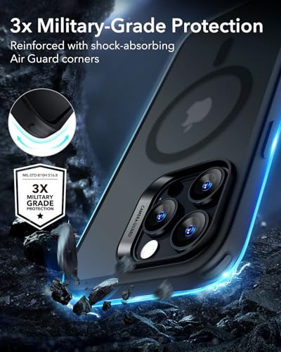 ESR for iPhone 16 Pro Case, Compatible with MagSafe, Shockproof Military-Grade Protection, Magnetic Phone Case for iPhone 16 Pro, Classic Hybrid Case (HaloLock), Frosted Black - color: C-Frosted Black