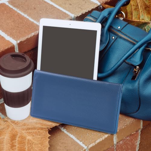 CoBak Checkbook Cover for Women & Men - PU Leather Case with RFID Blocking | Classic Design Check Book Holder for Personal and Business - color: Carbon Blue