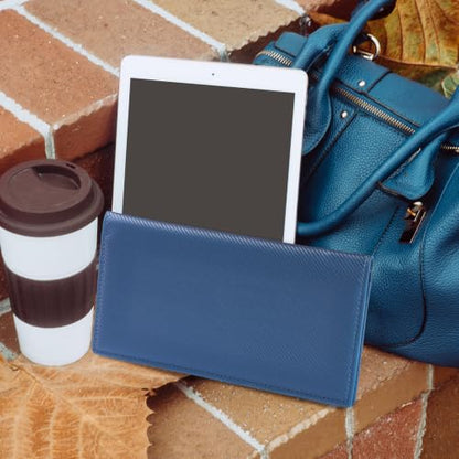 CoBak Checkbook Cover for Women & Men - PU Leather Case with RFID Blocking | Classic Design Check Book Holder for Personal and Business - color: Carbon Blue
