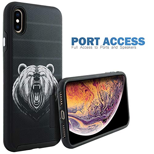 CasesOnDeck Case Compatible with [Apple iPhone X | iPhone Xs][Grip Tactical] iPhone Xs Hybrid Bump and Drop Protection Case Slim Fit Dual Layer Cover (Grizzly) - color: Grizzly