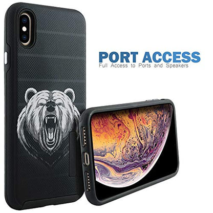 CasesOnDeck Case Compatible with [Apple iPhone X | iPhone Xs][Grip Tactical] iPhone Xs Hybrid Bump and Drop Protection Case Slim Fit Dual Layer Cover (Grizzly) - color: Grizzly