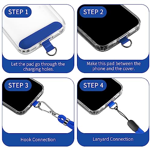 CACOE Phone Lanyard, Dark Blue, 2 Pcs - color: Dark Blue, size: 30"（Neck Strap×1）+8"（Wrist Strap×1）