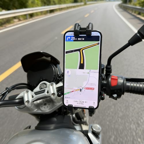 Motorcycle Phone Mount Holder, 8-Claw Anti-Shake Bike Phone Mount with Secure Lock & Vibration Dampener,Fits 4.7-7.2" Phones for Motorcycle, Bicycle, Scooter, ATV