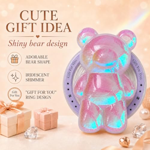 Magnetic 3D Bear Phone Grip Stand, MagSafe Compatible — Lilac Opal - color: Lilac Opal