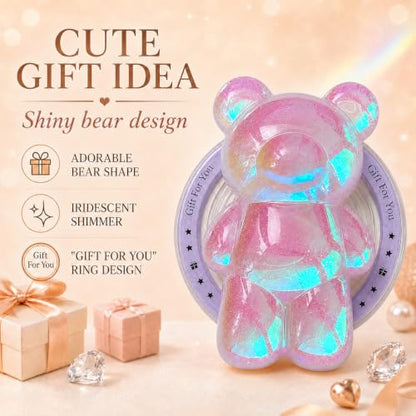 Magnetic 3D Bear Phone Grip Stand, MagSafe Compatible — Lilac Opal - color: Lilac Opal