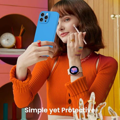 Compatible with iPhone 13 Pro Case, Shockproof Liquid Silicone Protective Phone Case with Soft Anti-Scratch Microfiber Lining Ultra Slim Drop Protection Phone Cover (Azure) - color: Azure, size: iPhone 13 Pro