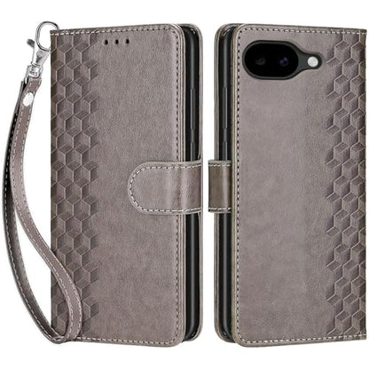 for Google Pixel 10a Wallet case, Gray-Cube | 3 Card Holders, Kickstand, Shockproof TPU Shell, PU Leather, Magnetic Closure, Protective Flip Folio Cover, Women - color: 10