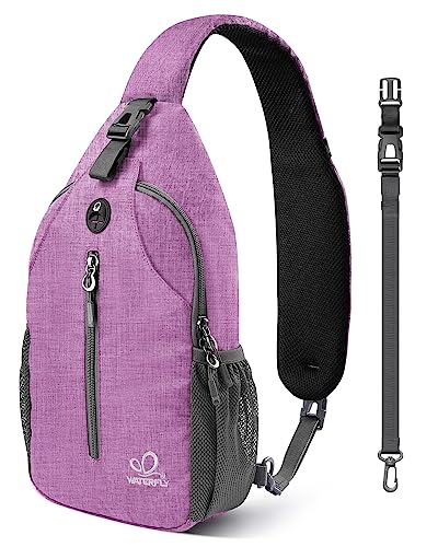 WATERFLY Crossbody Sling Backpack Sling Bag Travel Hiking Chest Bag Daypack | Additional Triangular Strap,Skin-Friendly Shoulder Strap,,Multi-compartment storage,Water-resistant,Breathable back pad - color: Purple(other Style)