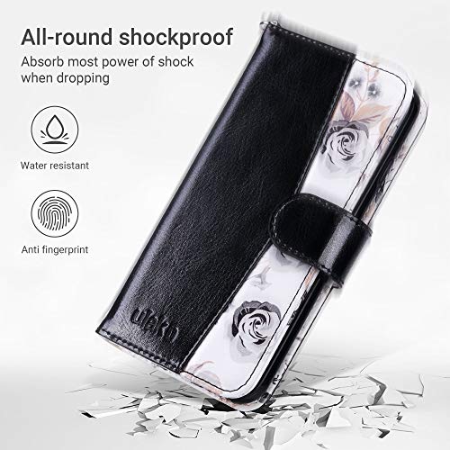 ULAK for iPhone SE 3(2022)/SE(2020)/8/7 Wallet Case Card Holder, Black | Premium PU Leather Flip Case with Kickstand Card Slots [RFID Blocking] Wrist Strap, Durable Shockproof Cover 4.7 Inch - color: Black