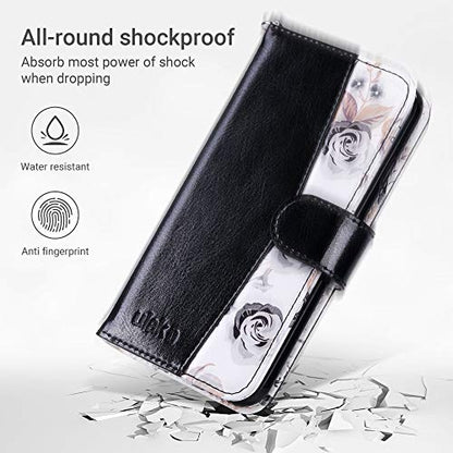 ULAK for iPhone SE 3(2022)/SE(2020)/8/7 Wallet Case Card Holder, Black | Premium PU Leather Flip Case with Kickstand Card Slots [RFID Blocking] Wrist Strap, Durable Shockproof Cover 4.7 Inch - color: Black