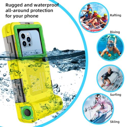 Waterproof Phone Case, Underwater Snorkeling Diving Case for iPhone 17/16/15/14/13 Series Galaxy S25/S24/S23 S22, 50Ft Professional Underwater Phone Case for Photo & Video, Yellow | Underwater Use, Phone Protection