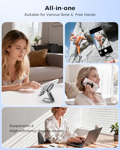 SUPERONE Two-Sided Magnet MagSafe Phone Grip & Stand with Nylon Finger Loop - color: Black