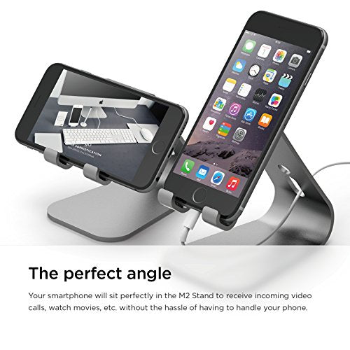 elago® M2 Stand [Dark Grey] - [Premium Aluminum][Angled for Video Calls][Cable Management] - for All iPhones, Galaxy, and Other Smartphones - color: Dark Grey