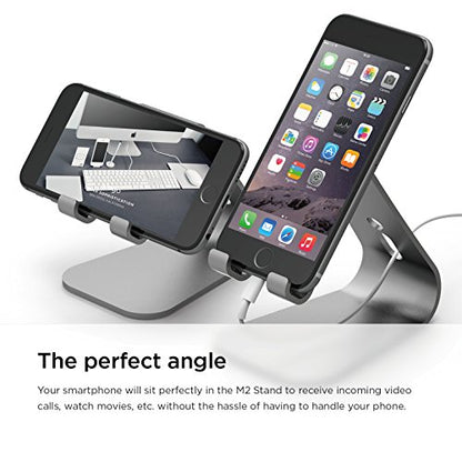 elago® M2 Stand [Dark Grey] - [Premium Aluminum][Angled for Video Calls][Cable Management] - for All iPhones, Galaxy, and Other Smartphones - color: Dark Grey
