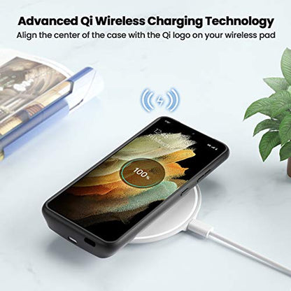 NEWDERY Battery Case for Samsung Galaxy S21 Ultra 6.8" | Slim 4700mAh Charger Case, Qi Wireless Charging, LED indicators,Rechargeable Extended Battery Pack
