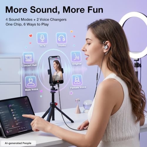 Online Karaoke Headset w/Mic & Voice Changer Sound Effects for TikTok Live - color: In-Ear (Black)