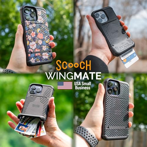 Scooch® for iPhone 15 Case with Card Holder, Wingmate Wallet Case with Hidden Card Slot and RFID Protection, Holds 3 to 4 Cards, 10-Foot Drop Protection, Dried Flowers | Hidden Card Holder for 3-4 Cards, RFID Protection, 10-foot Drop Protection - color: D