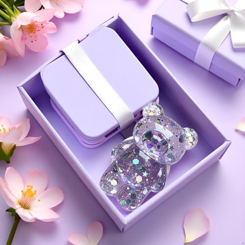Lilac 3D Cute Bear Phone Grip, 1 Pc, Dual-use Design