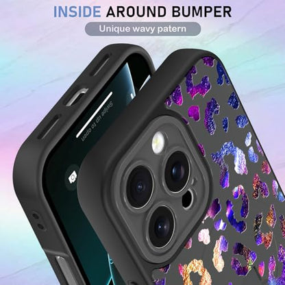 KANGHAR Compatible with iPhone 16 Pro Case Leopard Cheetah Pattern -Black - color: Black-Leopard(Iridescent), size: iPhone 16 Pro