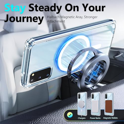 YZB Magnetic for Samsung Galaxy S20 & S20 5G Case, Clear | Compatible with MagSafe | Slim Fit Lightweight Shockproof, Military-Grade Protection, Yellowing Resistant Scratch-Resistant Back - color: Crystal Clear, size: Galaxy S20
