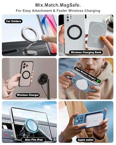 KALAPOP for Magsafe Magnetic Ring,2 Pack- Compatibile with MagSafe Accessories/Charger/Mount/Wallet/Case/Kindle for iPhone 17/Air/16/15/14/13/12/11, Pixel 9, Samsung Galaxy Z Fold/Z Flip/S - color: Black-2pcs Magnetic Ring